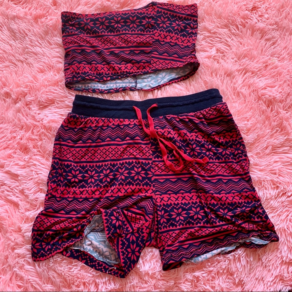 Matching two piece tube top and shorts